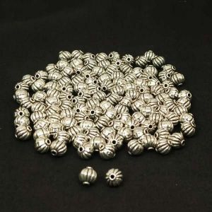 Antique Silver Spacer Beads, Pumpkin, Pack of 25grms