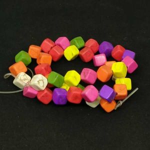 Synthetic Turquoise Cube Multicolour 8mm