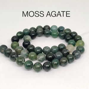 Natural Gemstone Beads, 8mm Round, (Moss) Agate