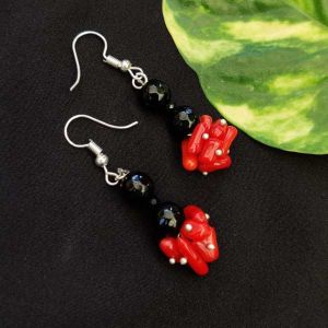 Fashion Earrings - (Black) Agate And Coral Reefs