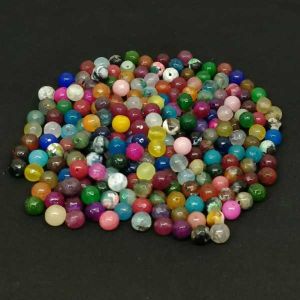 Agate Beads, 8mm, Assorted, Pack Of 50 Gms, (Approx 70 Pcs)