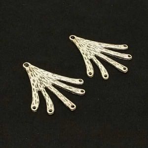 Earring Connector, Antique silver, Hand Shape 