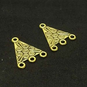 Earring Connector, Antique gold, Triangle
