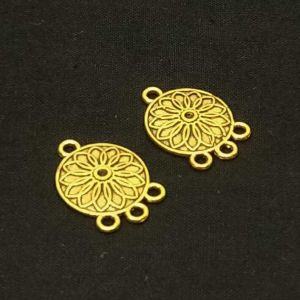 Earring Connector, Antique Gold, Round Shape