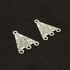 Earring Connector, Antique silver, Triangle