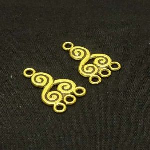 Earring Connector, Antique Gold, Spiral Shape