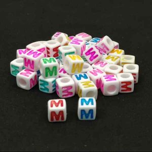 Alphabet Beads, Acrylic, Letter (M), Sold By 1 Piece