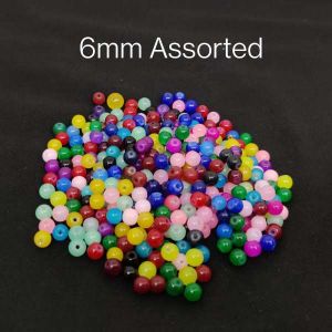 Glass Beads, 6mm, Assorted, Pack Of 100 Gms