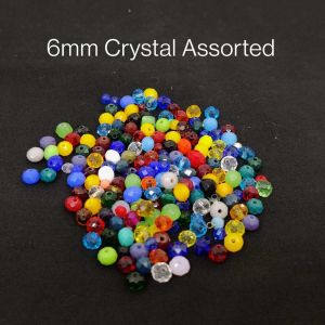 Crystals, 6mm, Assorted, Pack Of 50 Gms