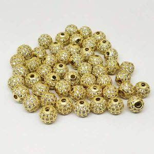 CZ Stone Balls, 8mm, Round, Gold