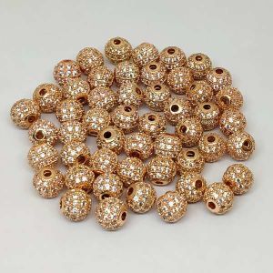 CZ Stone Balls, 8mm, Round, Rose Gold