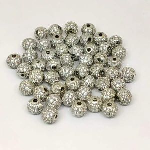 CZ Stone Balls, 8mm, Round, Silver