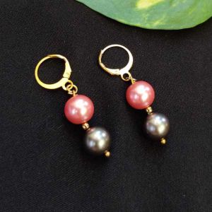 Fashion Earrings - Shell Pearl, Pink And Grey