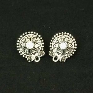  Earstud Post - Antique Sliver, Flower, Pack Of 5 Pairs
