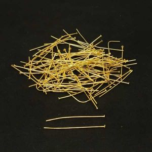 Flat Headpins, Gold, Pack of 50 pairs
