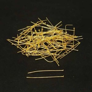 Flat Headpins, Gold, Pack of 25grms