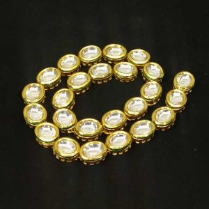 Kundan Stone Beads, (Oval), 8x9mm, Sold By 1 Pc