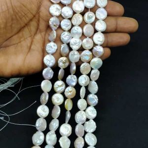 Fresh Water Pearl, Flat Round (Coin), 12 To 14mm, Greyish Multi Shade