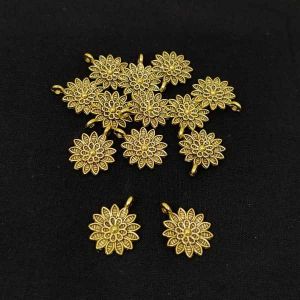 Antique Gold Charms, Round (Flower), Pack Of 10 Gms