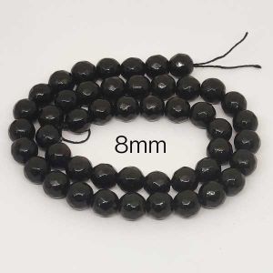 Natural Agate Beads, Faceted, 8mm(AA Quality), Black