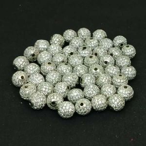 CZ Stone Balls, 10mm, Round, Silver