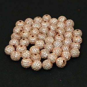 CZ Stone Balls, 10mm, Round, Rose Gold