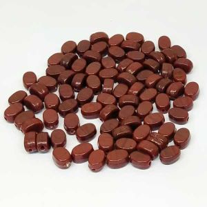 Opaque Oval Glass Beads, Pack Of 50 Pcs, Brown