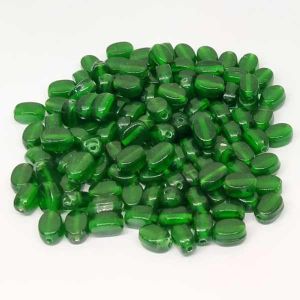 Oval Glass Beads (Trans), Pack Of 50 Pcs, Grass Green