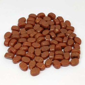 Opaque Oval Glass Beads, Pack Of 50 Pcs, Honey Brown