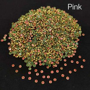 Kundan Stones, 3mm Round, Pack Of 10 Gms, Dark Pink