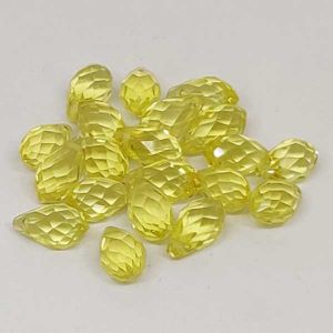 Briolette crystals, Transparent Yellow, Pack Of 20 Pcs