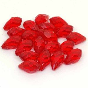 Briolette crystals, Transparent Red
