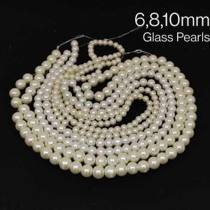 Glass Pearl Beads 3mm, Cream