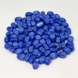 Opaque Oval Glass Beads, Pack Of 50 Pcs, Blue Double Shade