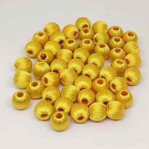 Silk Thread Wrapped beads, Yellow,, 8mm
