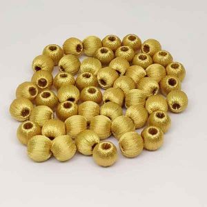 Silk Thread Wrapped Beads, 8mm, Gold