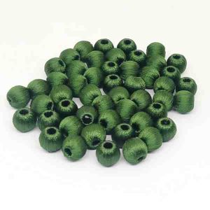 Silk Thread Wrapped Beads, 8mm, Olive Green