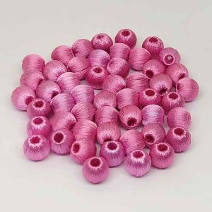 Silk Thread Wrapped Beads, 8mm, Light Pink
