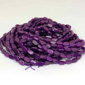 Flat Oval Glass Beads, Violet