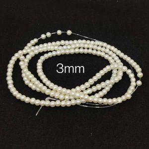 Glass Pearl Beads 3mm, Cream