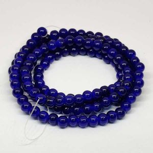 Glass Beads, 6mm, Round, Pack Of 50 Gms, Royal Blue