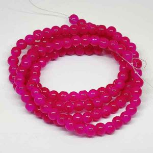 Glass Beads, 6mm, Round, Pack Of 50 Gms, Magenta