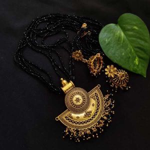 (Black) Hydro Necklace - With Jhumka
