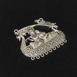 Antique Silver Metal Pendant, Radha Krishna