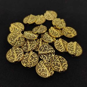 Antique Gold Spacer Beads, Flat (Round), Pack Of 25 Gms
