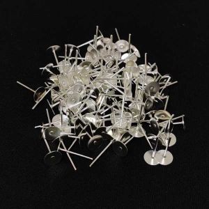 Earpost, Silver, 8mm, Pack Of 25 Gms