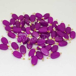 Flat Oval Glass Beads Loreals, Purple, Pack Of 50 Pcs