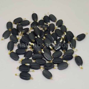 Flat Oval Glass Beads Loreals, Grey, Pack Of 50 Pcs
