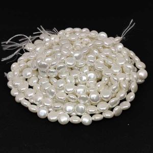 Shell Pearls, Coin Shape, 10x6mm, Cream