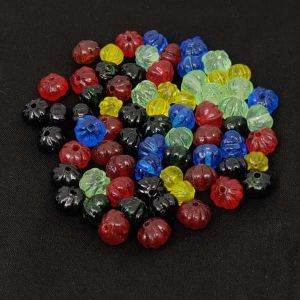 Pumpkin Glass Beads, 6mm And 8mm (Assorted), Pack Of 50grm